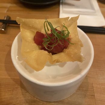 Umami Omakase - Tuna poke with a chip and cream cheese - Japanese Near Me - Cambridge, Massachusetts Umami Omakase - Tuna poke with a chip and cream cheese - Japanese Near Me - Cambridge, Massachusetts