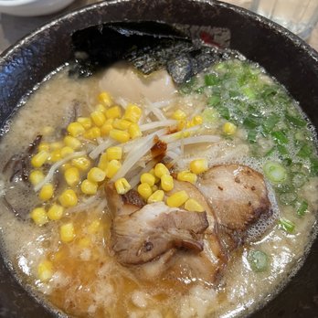 Ramen Tatsunoya - Koku Tonkotsu with added toppings of corn, seaweed, and Flavored Egg - Ramen Near Me - Pasadena, California
