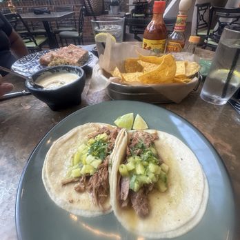 Solario Cantina - Carnitas $5 each, fresh pineapple homemade taco shells - Mexican Near Me - Nashville, Tennessee