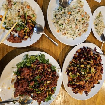 Spicy Chong Qing - Fried rice, cumin lamb, and fried cubed chicken with peppers. - Szechuan Near Me - Kent, Washington Spicy Chong Qing - Fried rice, cumin lamb, and fried cubed chicken with peppers. - Szechuan Near Me - Kent, Washington