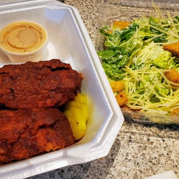 Crazy D's Hot Chicken - Medium chicken and caesar salad - Chicken Shop Near Me - Reno, Nevada