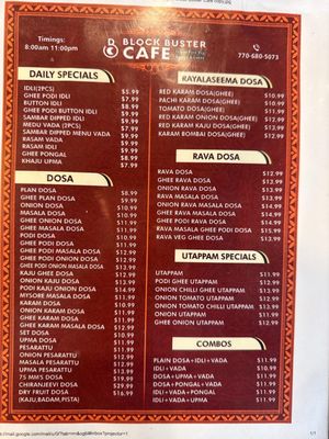 Menu photo 2 Blockbuster Cafe & Bakery - Indian Pure Vegetarian & Cake shop Alpharetta, GA
