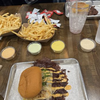 Hammer Burger - Spicy smash burger had quite the kick! And shoestring fries - Burgers Near Me - Santa Ana, California