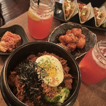 Barn Joo - Crunchy Tofu Crispy Fish Tacos (D) Stone Bowl Bibimbap Hibiscus Lemonade - Korean Near Me - New York, New York Barn Joo - Crunchy Tofu Crispy Fish Tacos (D) Stone Bowl Bibimbap Hibiscus Lemonade - Korean Near Me - New York, New York