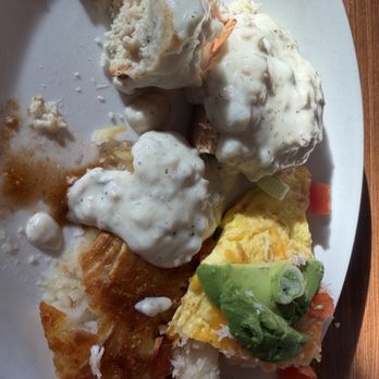 Little Brown Hen Cafe - Shared the Dungeness crab omelette and biscuit and gravy. Great combo! - Breakfast & Brunch Near Me - Florence, Oregon Little Brown Hen Cafe - Shared the Dungeness crab omelette and biscuit and gravy. Great combo! - Breakfast & Brunch Near Me - Florence, Oregon