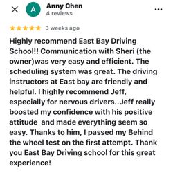 East Bay Driving School - Our students have full access to the calendar 24/7 to schedule/cancel lessons.