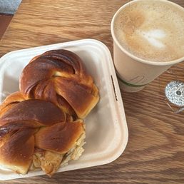 Guava bread, latte