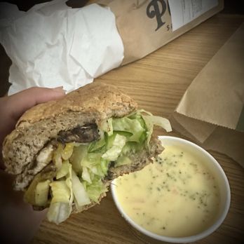 Potbelly - 1/2 of my whole veggie sandwich with broccoli cheddar soup Veggie Melt + Broccoli Cheddar - Sandwiches Near Me - Beavercreek, Ohio Potbelly - 1/2 of my whole veggie sandwich with broccoli cheddar soup Veggie Melt + Broccoli Cheddar - Sandwiches Near Me - Beavercreek, Ohio