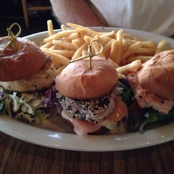 Moss Beach Distillery - Coastal sliders for $25. Crab cake, ahi and salmon. - Seafood Near Me - Moss Beach, California Moss Beach Distillery - Coastal sliders for $25. Crab cake, ahi and salmon. - Seafood Near Me - Moss Beach, California