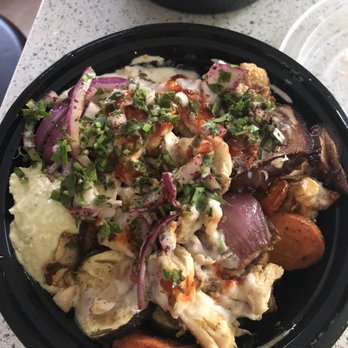 Levant Cafe & Grill - Bowl with a Fattoush base +chicken + Baba ghanouj + grilled veggies + malaky - Mediterranean Near Me - Cedar Park, Texas Levant Cafe & Grill - Bowl with a Fattoush base +chicken + Baba ghanouj + grilled veggies + malaky - Mediterranean Near Me - Cedar Park, Texas