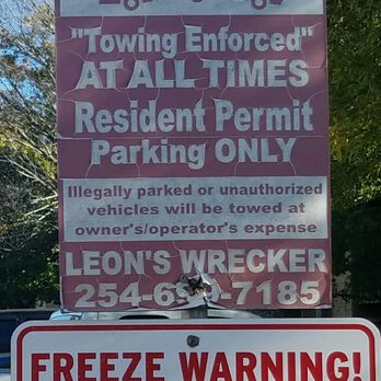 Leon's Wrecker Service - This is the only sign we saw at Cooper Mountain Apartments and there are no others that designate visitors parking - Towing Near Me - Killeen, Texas Leon's Wrecker Service - This is the only sign we saw at Cooper Mountain Apartments and there are no others that designate visitors parking - Towing Near Me - Killeen, Texas