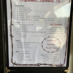 Marshall's Barbecue Pit - Menu