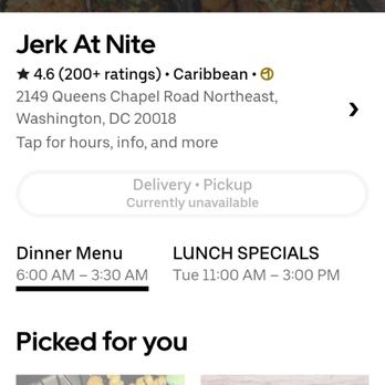 Jerk At Nite - They told me order thru uber smh - Caribbean Near Me - Washington, DC, District of Columbia