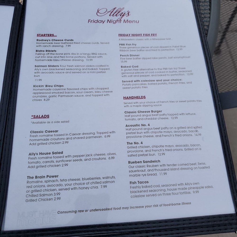 Ally's Bistro - Friday night menu - Cafes Near Me - Menomonee Falls, Wisconsin Ally's Bistro - Friday night menu - Cafes Near Me - Menomonee Falls, Wisconsin