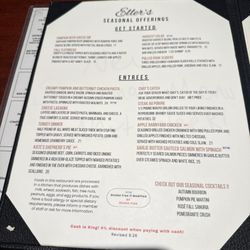 Eller's Restaurant - Seasonal Offerings - Fall 2026