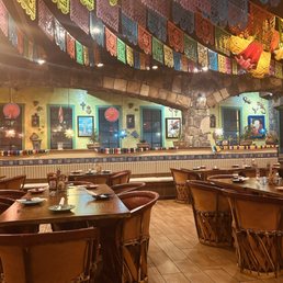 Beautiful decorated indoor restaurant.