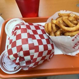 Burger and Salt & Vinegar Seasoned French Fries Burger and Salt & Vinegar Seasoned French Fries