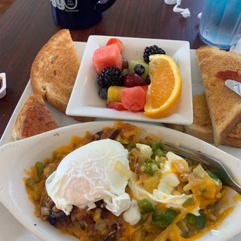 The Original Egg - Expo Skillet with fruit and bread. Very tasty. - Breakfast & Brunch Near Me - Sarasota, Florida