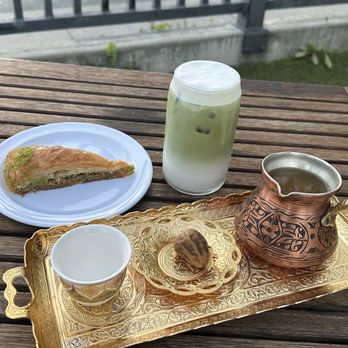 Finjan Qahwa - Lavender matcha , pistachio baklava, Saudi coffee - Coffee & Tea Near Me - San Francisco, California Finjan Qahwa - Lavender matcha , pistachio baklava, Saudi coffee - Coffee & Tea Near Me - San Francisco, California