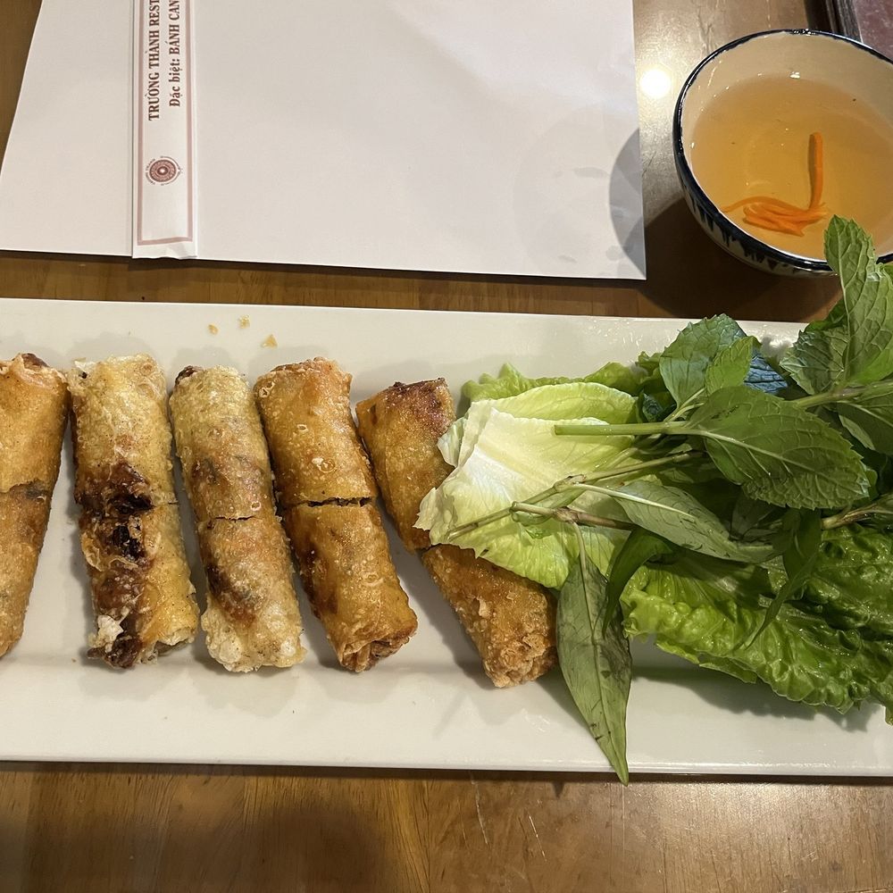 Truong Thanh Restaurant - Super crispy and fresh out the frier egg rolls with mixed green herbs and lettuce - Vietnamese Near Me - Milpitas, California Truong Thanh Restaurant - Super crispy and fresh out the frier egg rolls with mixed green herbs and lettuce - Vietnamese Near Me - Milpitas, California