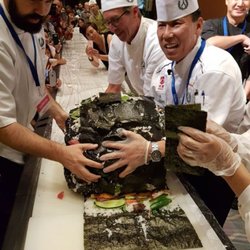 Japanese Food Festival - I am puzzled why they snowman rolled it....falling apart!