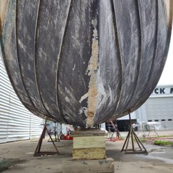 Starved Rock Marina - Bow view of damage to be repaired