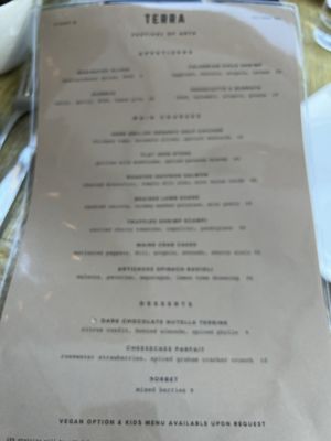 Menu photo 6 Terra Laguna Beach, CA