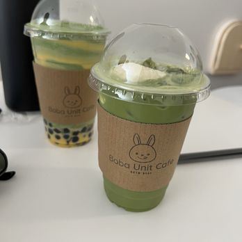 Boba Unit Cafe - Matcha Brûlée and white rabbit matcha - Bubble Tea Near Me - Roseville, California