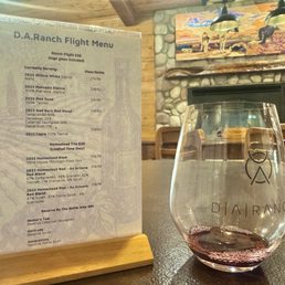 Tasting flight and glass you get to keep (super thin time med and perfect for higher end wines )inside their air conditioned tasting room