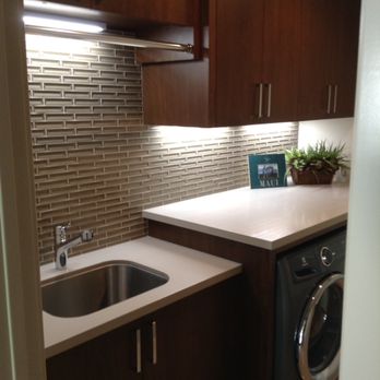 Laundry Room With New Cabinetry Quartz Countertops Led Lighting