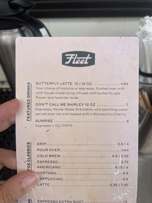 Menu photo 2 Fleet Coffee Austin, TX