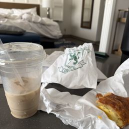 White Espresso and Croissant Breakfast