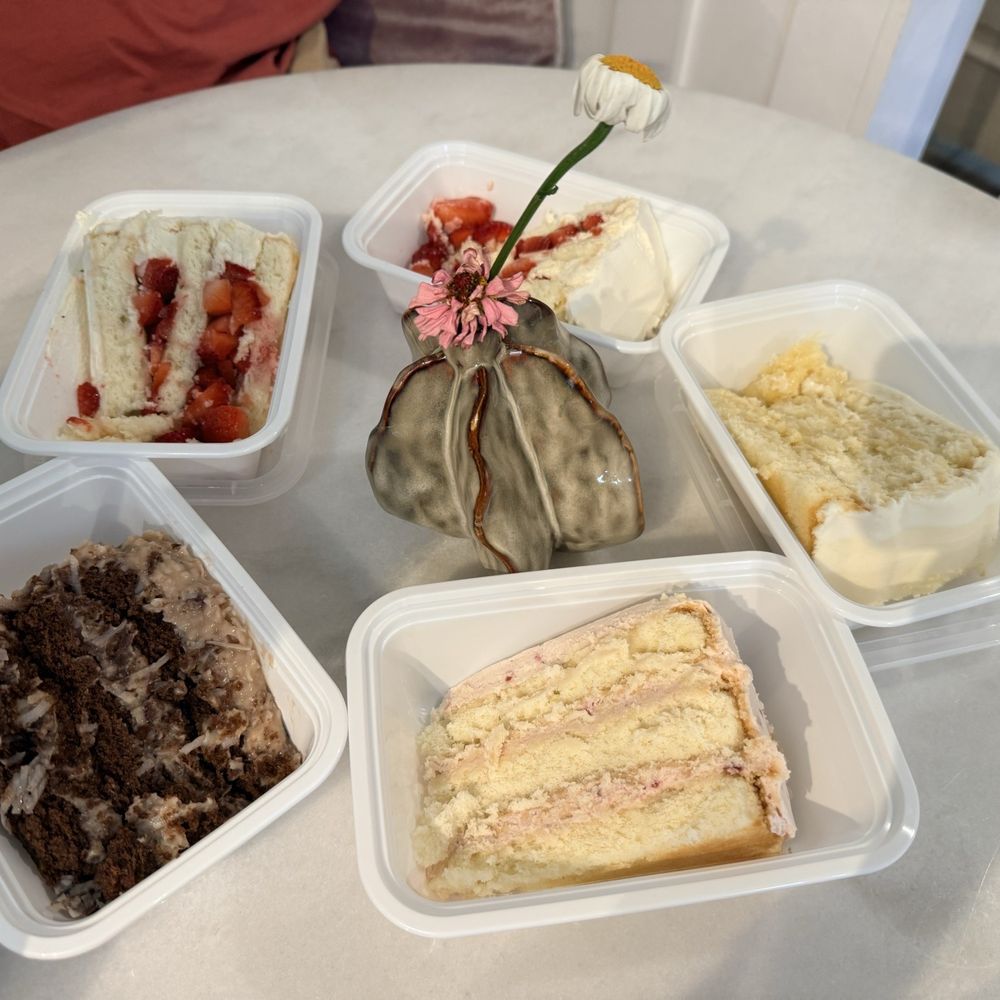Yummy selection!!! We had strawberry cake, German chocolate, lemon and raspberry!!!! Raspberry was fam fav but all sooooo good!! Yummy selection!!! We had strawberry cake, German chocolate, lemon and raspberry!!!! Raspberry was fam fav but all sooooo good!!