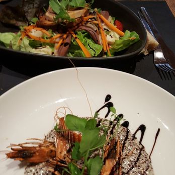 La Tablée - Risotto Quinoa and Prawns, and Smoked Duck/Foie Gras salad - Fondue Near Me - Chamonix-Mont-Blanc, 74