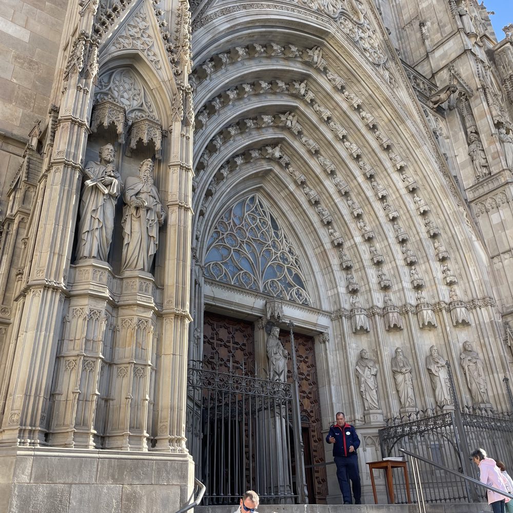 Barri Gòtic - Entrance to Barcelona Cathedral - beautiful stone work - Local Flavor Near Me