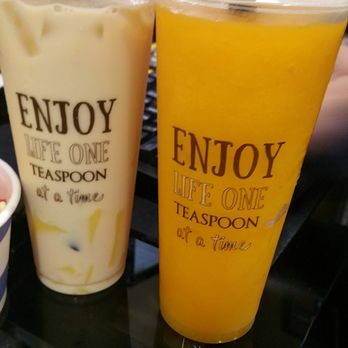Teaspoon Milpitas - Liquid Gold (left) Mango Fun Time(right) - Coffee & Tea Near Me - Milpitas, California