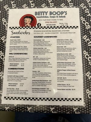 Menu photo 2 Betty Boop’s Diner Crockett, TX