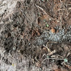 Drain Works - See the drain? Me either. This is where it's supposed to empty out. It's completely buried in soil. This will not work properly.