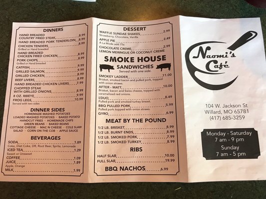 Menu photo 1 Naomi's Cafe Willard, MO