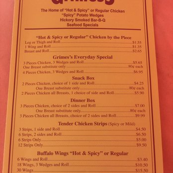 Grimes's - Front menu - Southern Near Me - Lexington, Kentucky
