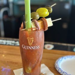 Titus Tavern - Loaded Bloody Mary... not pictured- chicken wings and donut holes. AWESOME!!! Best Bloody Mary ever!!!