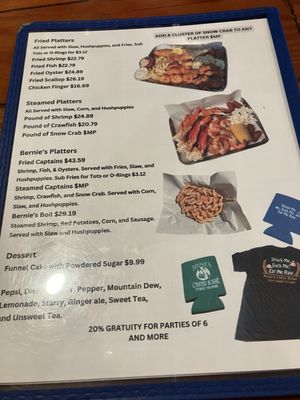 Menu photo 1 Bernie's Oyster House Tybee Island, GA Menu photo 1 Bernie's Oyster House Tybee Island, GA