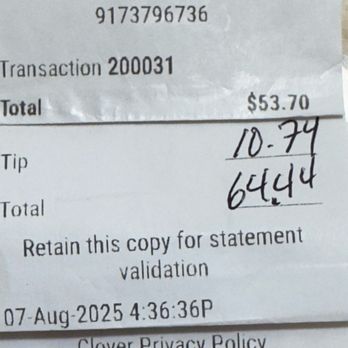 Hong Kong Inn - 8/7/2025: Receipt. - Chinese Near Me - Placerville, California Hong Kong Inn - 8/7/2025: Receipt. - Chinese Near Me - Placerville, California
