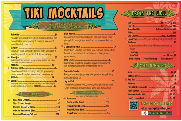 Menu photo 8 Elixir Lounge Kava Bar Spring, TX