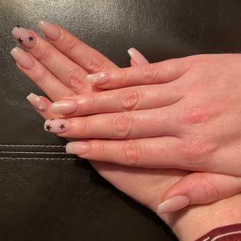 Clark Nails - Black and White Stars design. UV Gel Manicure - Nail Salons Near Me - Clark, New Jersey