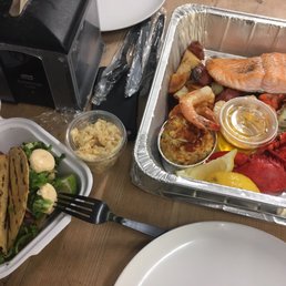 Sashimi tacos on the left and broiled combo on the right Sashimi tacos on the left and broiled combo on the right