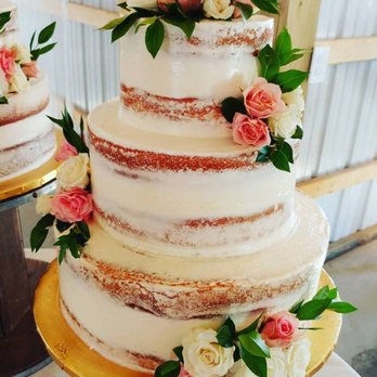 Cake Art - Romantic Semi Naked Wedding cake with pink and white flowers. - Bakeries Near Me - Salisbury, Maryland