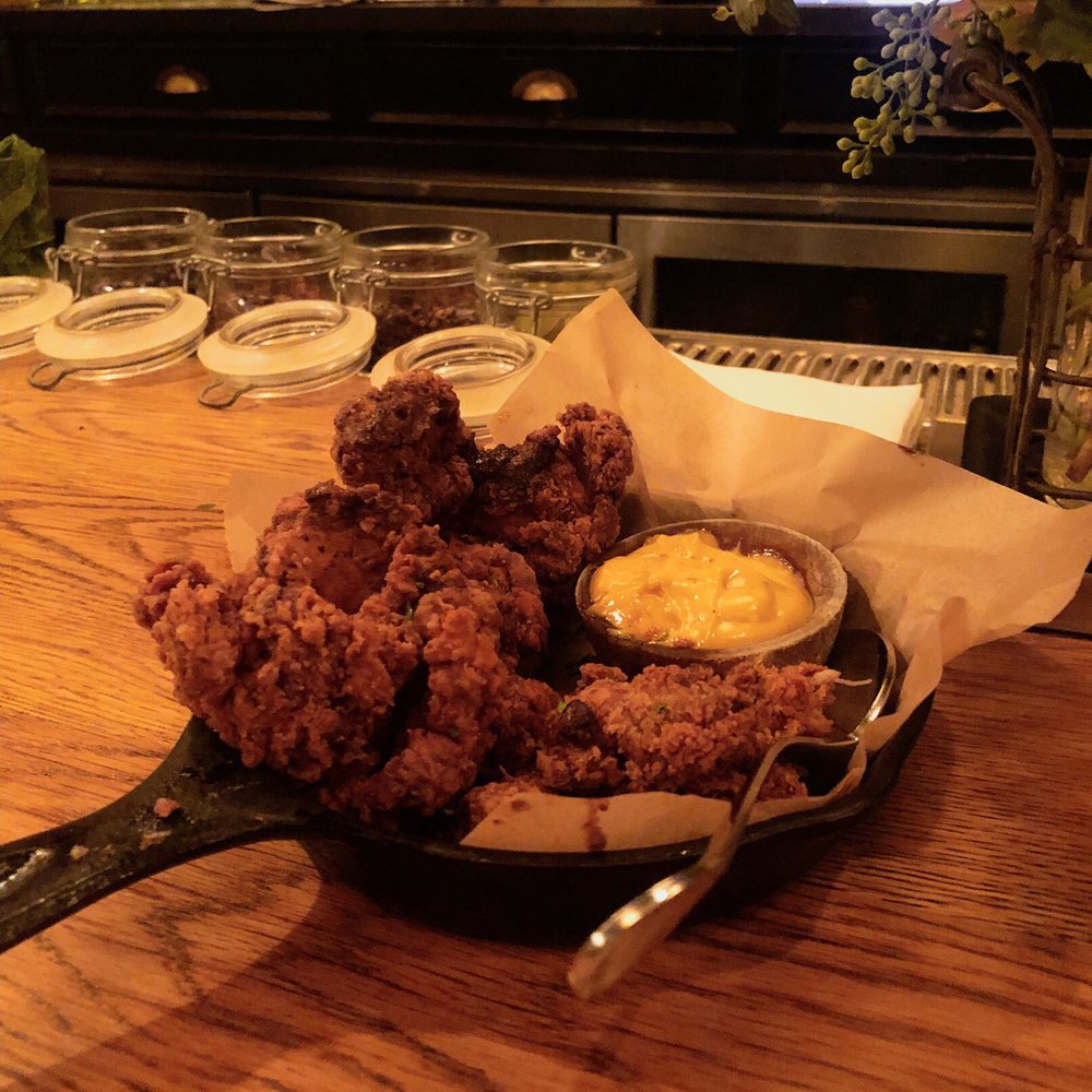 AOC - Spanish Fried Chicken , Romesco Aoli & Chili - cumin Butter - Cocktail Bars Near Me - Los Angeles, California AOC - Spanish Fried Chicken , Romesco Aoli & Chili - cumin Butter - Cocktail Bars Near Me - Los Angeles, California