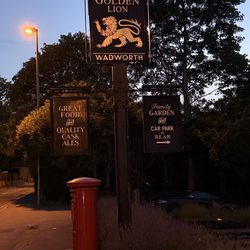 Outside The Golden Lion pub.