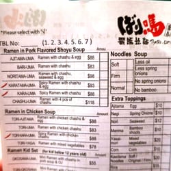 廣島霸嗎拉麵 - English Menu